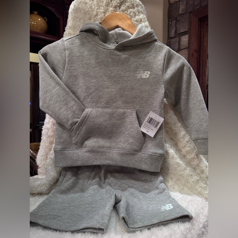 New Balance Kids Light Gray Hoodie Set